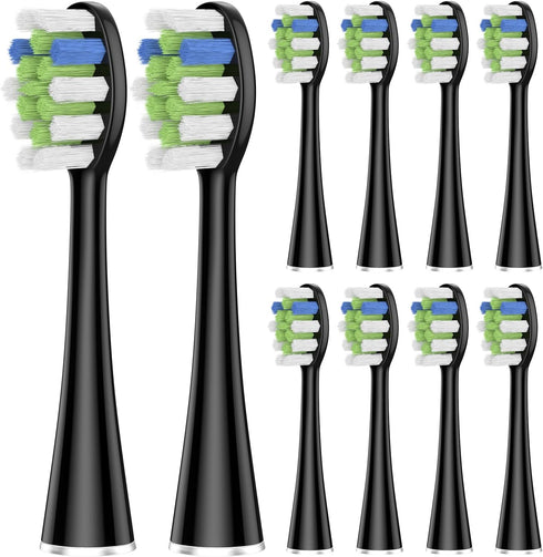 Replacement Brush Heads 10 Pack Compatible with AquaSonic Black Series, Vibe Series, Black Series Pro, Duo Series Pro Electric Toothbrush, Black...