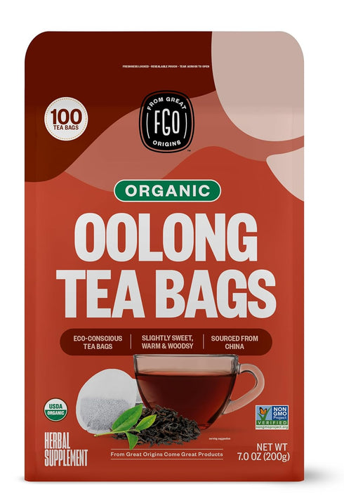 FGO Organic Oolong Tea, Eco-Conscious Tea Bags, 100 Count, Packaging May Vary (Pack of 1)...