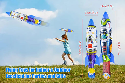 Rocket Balloon Launcher 2pcs, Finger-Press-to-Launch Rocket Balloons, Pop-Up Rocket Flying Toys Outdoor Sport for Adults and Kids, Excellent for P...