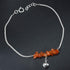 Silvesto India Orange Carnelian Gemstone 925 Sterling Silver Single Piece Anklet...