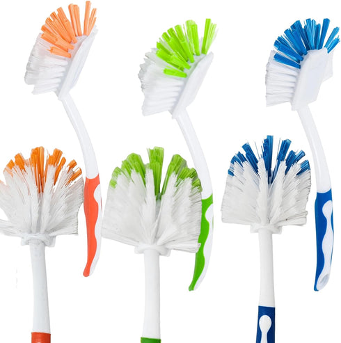6 pack dish brush for sink cleaning, bathroom or carper, rug with handle, Stiff Bristles Dish Scrubber...