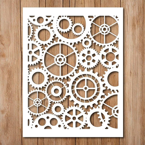 1 Pc Gear Stencil - Steampunk Gears Inspirational Street Art Graffiti Stencils for Painting on Wood, Glass, Wall, Rock, Walls, Glassware, Canvas -...