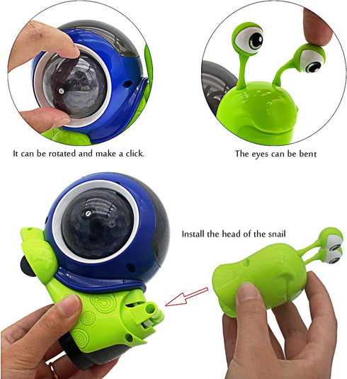 Tipmant Baby Toddler Electric Snail Toy Cute Electronic Animal Crawl, Play Music, Dazzling Light Kids Birthday (Green)...
