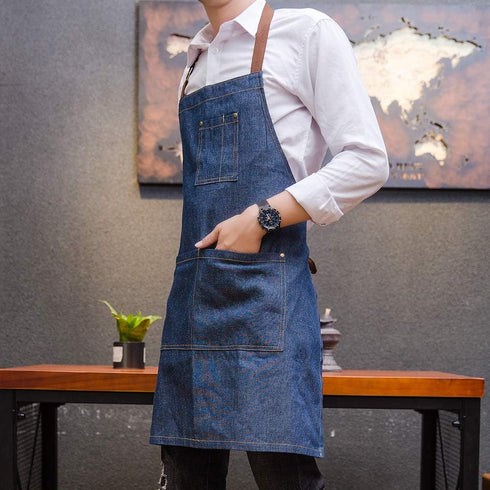 Unisex adjustable multi pocket denim apron for Chef Kitchen BBQ and Studio...