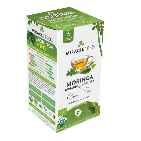 Miracle Tree - Organic Moringa Superfood Tea, 25 Individually Sealed Tea Bags, Green Tea (Keto, Detox, Energy & Immunity Booster, Vegan, Gluten-Fr...