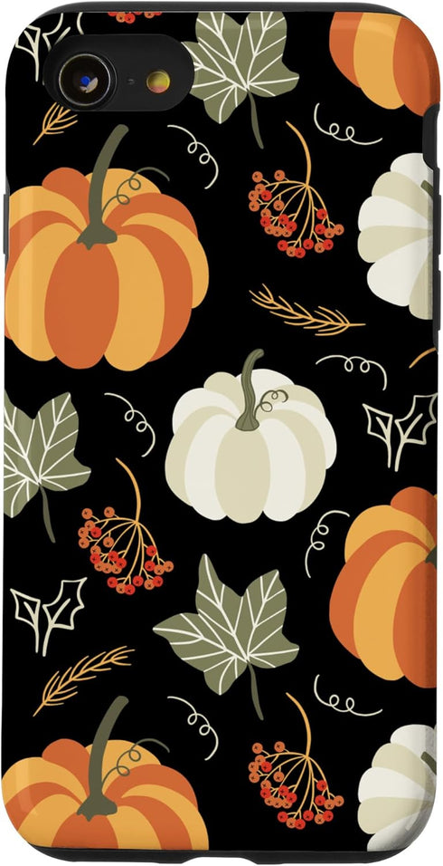 iPhone SE (2020) / 7 / 8 Autumn falling leaves and pumpkin spice harvest happy fall Case...