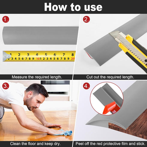 3.3Ft Carpet Floor Transition Strip, Self Adhesive Edging Trim, Floor Divider Strip, PVC Threshold Cover for Doorway with a Height Less Than 5 mm ...
