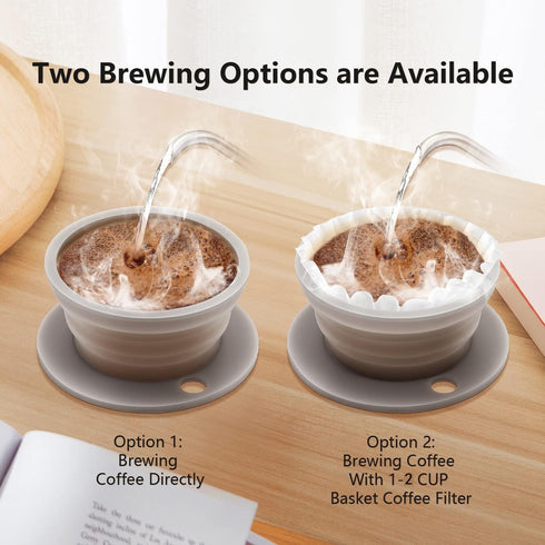 Paperless Collapsible Pour Over Coffee Dripper, Portable Reusable Pour Over Coffee Maker with Stainless Steel Mesh Screen, Perfect for Single Cup ...