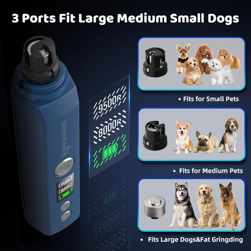 Dog Nail Grinder, Super Quiet LED Light 2 Speeds LCD Display Electric Rechargeable Pet Nail Trimmers Clipper Painless Paws Grooming & Smoothing To...