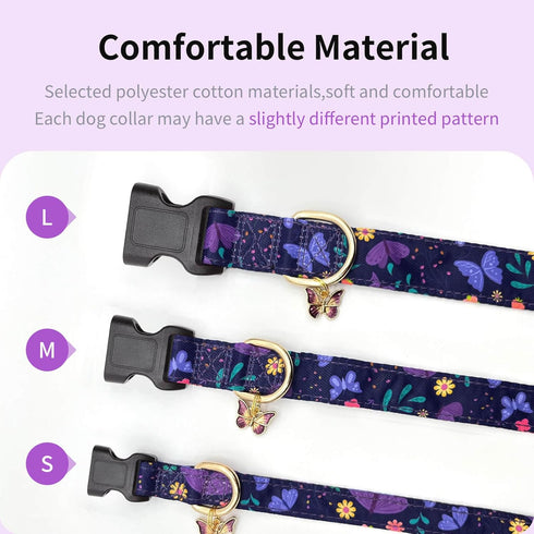 Dog Collars with Buckle Adjustable for Cute Girl Female Boy Dogs,Special Soft and Fancy Dog Pet Collar with Flower Design for Small Medium Large D...