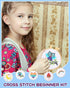 Pllieay Cross Stitch Beginner Kit for Kids 7-13, Includes 6pcs Project Cross Stitch Pattern and 2pcs Hoops, 12 Skeins, Needle Point Starter Kit Se...