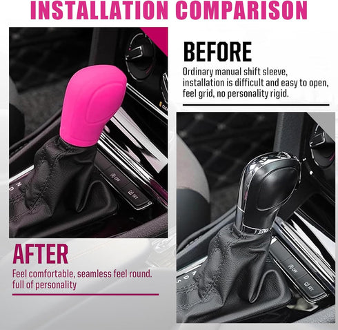 2 PCS Car Silicone Gear Shift Knob Cover, Flexible Anti-Slip Anti-Scratch Protector, Side Opening Design Shift Lever Decorative Accessories, Unive...