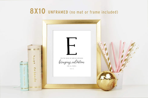 Grace Christian Wall Art Set of 5 | Black and White Bible Verse Prints 8x10 Unframed | Scripture Posters for Home | Christian Wall Decor Made in U...