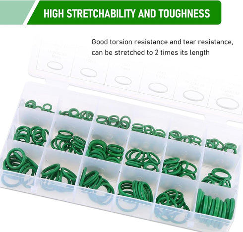 270 PCS Automotive O-Ring Gasket Assortment Kit, High Temperature Resistant Rubber Air Conditioning Compressor Port Ring, Multi-Functional Car Rep...