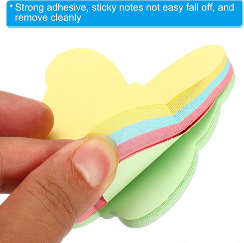 PATIKIL 2.7 x 2.7 Inch Butterfly Shape Sticky Notes, 3 Pads Cute Self-Stick Memo Pads Bright Colorful 100 Sheets/Pad for Home Office, 4 Colors...