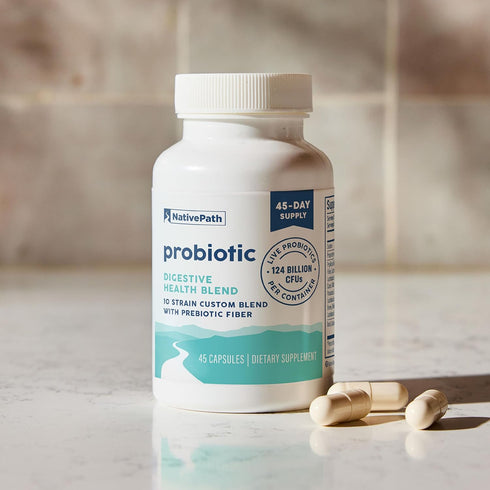 NativePath Daily Probiotic, 10-Strain Custom Blend Probiotics Supplement for Men and Women, 82 Billion CFUs - 45 Count...