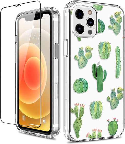 GiiKa for iPhone 12 Pro Max Case with Screen Protector, Clear Full Body Shockproof Protective Floral Girls Women Hard Case with TPU Bumper Cover P...