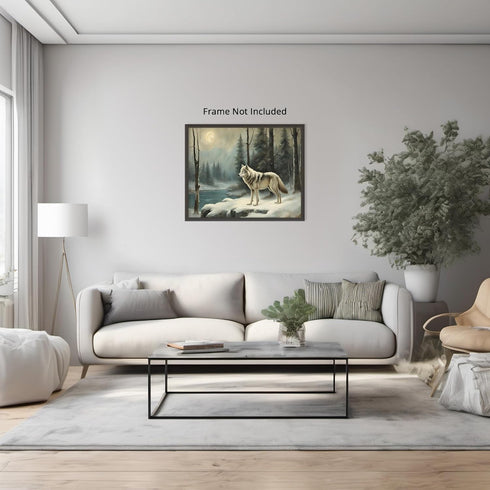 Posterizer 1 pcs-gray wolf in snowy wintery nature-oil painting style 2-Art for Animal Lovers-Landscape & Nature Art-Decor for Home & Office- unfr...