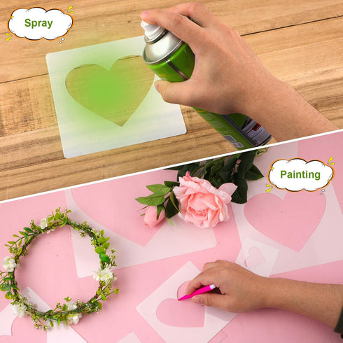 16pcs Large Heart Stencils, Different Sizes Heart Template for Painting Plastic Reusable Heart Shaped Stencil Template for Fabric Walls Arts Paper...