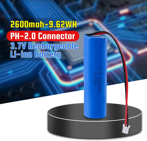 3.7V 2600mAh Rechargeable Batteries Lithium ion Battery with PH2.0/2P Connector for DIY Electronics Products, Toys, Lighting, Bluetooth Equipment...