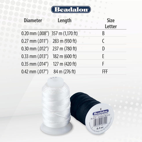 Beadalon Silk Thread, Size F / .014 in, Black, 0.5 oz, 420 ft...