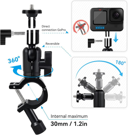 Super Clamp Camera Mount with 1/4" Screw Bike/Bicycle/Motorcycle Handlebars Mount Compatible with DSLR Camera/Gopro/LED Lights/Ronin-M/Ronin MX/Fr...