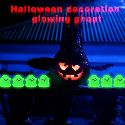 Liliful Luminous Mini Resin Ghost Cute Miniature Ghost Figurines Glow in The Dark Resin Figures Small Ghost Garden Decor Micro Miniature Statue fo...