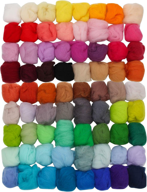 Coitak 72 Colors Fibre Wool Yarn Roving for Needle Felting Hand Spinning DIY Craft Materials...