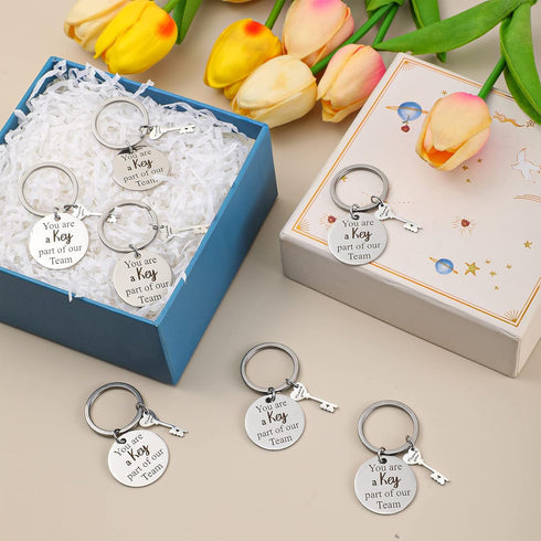 Junkin 20 Pcs Thank You Keychain Gifts for Team Employee Appreciation Keychain Gifts for Women Men Staff Teacher Retirement (Round)...