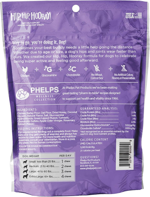 Hip, Hip, Hooray Joint Health Chicken Recipe Dog Treats 4.5 oz...