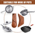 6 Pieces Cast Iron Handle Cover Handmade Thick Skillet Handle Cover Full Grain Frying Pan Sleeve Rustic PU Leather Hot Holder Double Layered Leath...