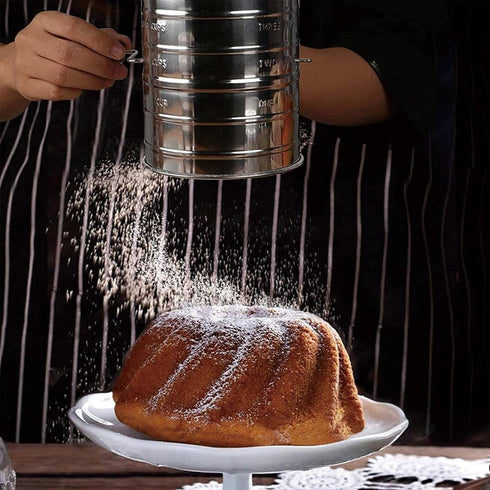 HULISEN 3-Cup Flour Sifter for Baking, Stainless Steel Rotary Hand Crank Sifter, Powdered Sugar & Cocoa Shaker...