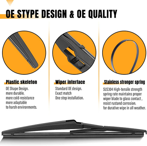 AUTOBOO 12 Inch Rear Wiper Blade for 2001-2012,19-23 Toyota RAV4,01-19 Highlander,Dodge Journey Durango,Jeep Grand Cheerokee,Scinon XA,Mazda-BACK ...