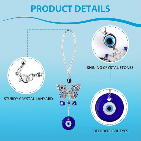 Cobee Evil Eye Car Hanging Ornament- Evil Blue Eye Charms for Car Rear View Mirror, Evil Eye Beaded Decor Car Charms Pendant, Car Amulet Ornament ...