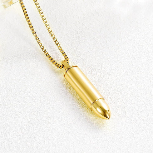 Cremation Jewelry for Ashes Bullet Shape Pendant Urn Necklace Stainless Steel Keepsake Memorial Jewelry for Men Women...