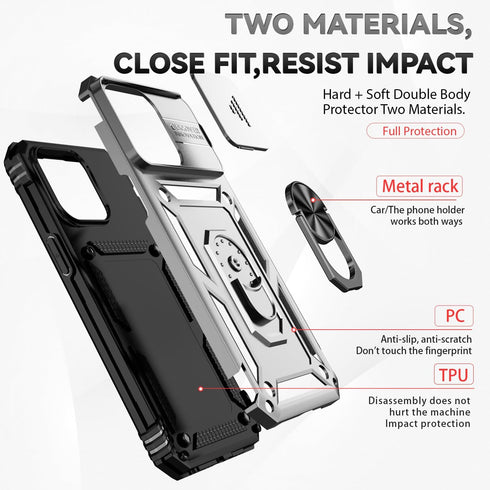 Hitaoyou Compatible with iPhone 15 Pro Max Case, iPhone 15 Pro Max Case with Camera Cover & Kickstand Military Grade Shockproof with Magnetic Car ...