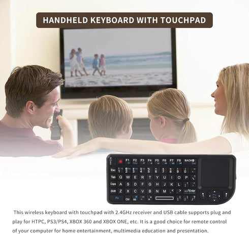 Gugxiom 2.4G Wireless Touchpad Keyboard, USB2.0 Mini Wireless Keyboard with 69 Backlight Keys, with Touch Pad, IR Indicator, Receiver and USB Cabl...