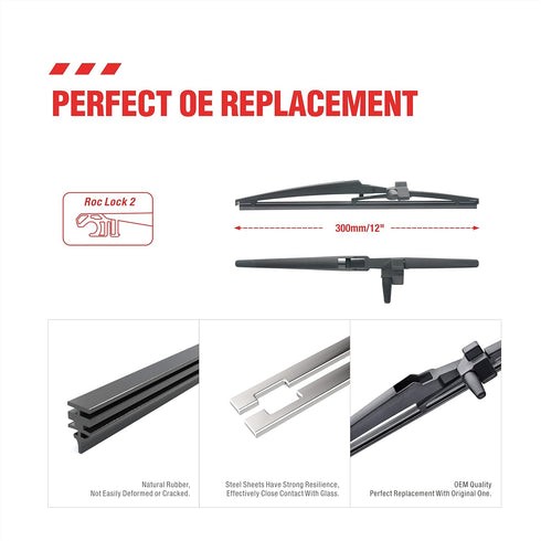 12"(12-L) Rear Wiper Blades Fit for Toyota 4Runner 2020 2019 2018 2017 2016 2015 2014 2013 2012 2011 2010 Back Windshield Wiper Blades (Pack of 2)...