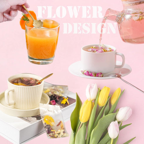 16 Pieces Tea Spoon Coffee Teaspoon Set, PBIEHSR Stainless Steel Flower Spoons for Stirring Drink Mixing Milkshake Jam...