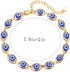 Evil Eye Anklet,14K Gold Evil Eye Anklet Bracelets for Women Dainty Ojo Luck Anklet (Gold navy evil eye anklet)...