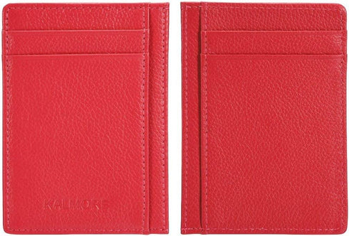 Unisex-Adult's Petite Credit Card Holder Leather Slim Minimalist Wallet, Red, Classic...