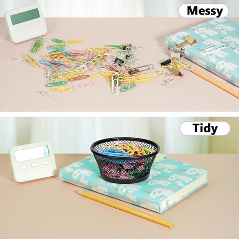 Paper Clip Holder for Desk, Paper Clip Holders, Mesh Paperclip Holders Metal Paper Clip Dispenser Organizer for Desk Binder Clip Holder Container ...