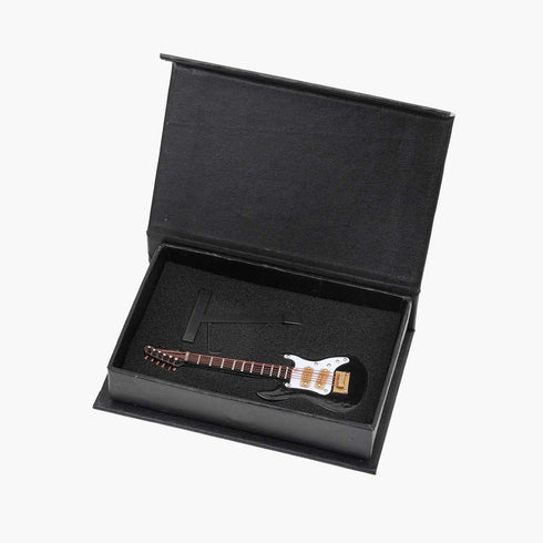 Dselvgvu Wooden Miniature Electric Guitar with Stand and Case Mini Musical Instrument Miniature Dollhouse Model Birthday Present (Electric Guitar:...