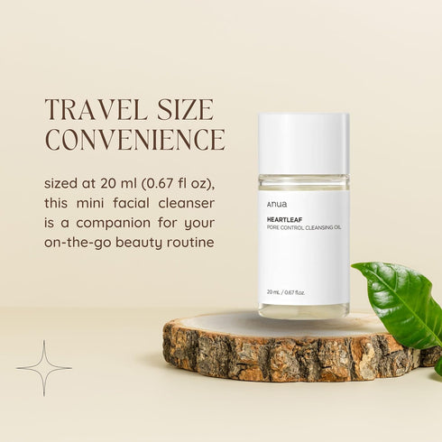 Anua Heartleaf Pore Control Cleansing Oil Blackheads Removal Travel Size 2-Pack 20 ml 0.67 fl oz Each Korean Skin Care Mini Facial Cleanser Makeup...