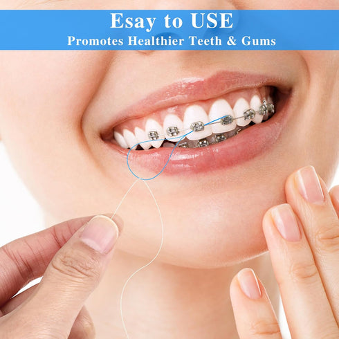100 PCS Floss Threaders, Deep Clean Dental Floss Threader for Braces, Bridges and Implants Multifunctional Floss Aids, Nylon Loop Design (Pack of ...