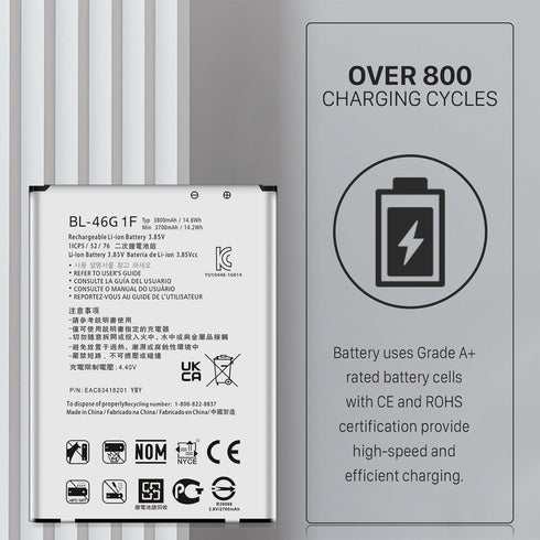 LG K20 Plus Battery, 3800mAh Replacement Battery, for BL-46G1F LG LV5 / K20 Plus MetroPCS MP260, T-Mobile TP260, Verizon Wireless VS501, LV532GB, ...