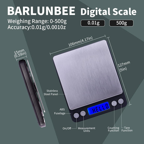 Gram Scale,Capacity 500g Accuracy 0.01g Mini Food Scales Digital Weight Grams and Oz,Small Kitchen Scale High Precision for Espresso,Baking,Jewelr...