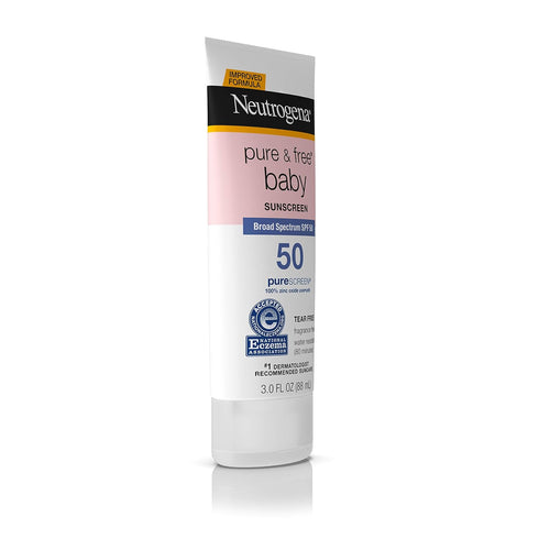 Neutrogena Pure & Baby Mineral Sunscreen Lotion with Broad Spectrum SPF 50 & Zinc Oxide, Water-Resistant, Hypoallergenic & Tear-Free Baby Sunscree...