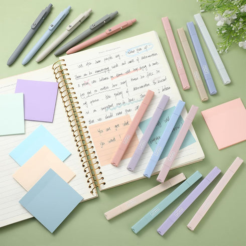 Yinder 23 Pcs Bible Aesthetic School Supplies Include 12 Aesthetic Bible Pastel No Bleed Highlighters 5 Pcs Retractable Point Gel Pens 6 Pad Trans...