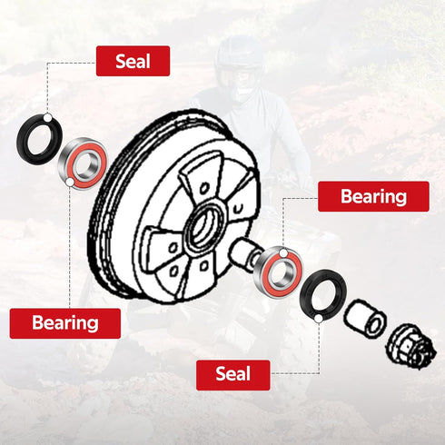 Front Wheel Hub Bearings Seals for Honda Recon 250 TRX250 1997-2022 Rancher 350 2x4 2000-2006 TRX200 1990-1997, OEM# 91053-HC4-003 91053-HC4-000 9...